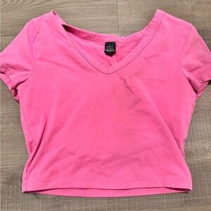 Wild Fable Pink V-Neck Crop Top